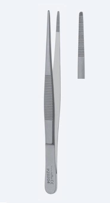 Пінцети, хірургічні, дисекційні, делікатні, прямі, кінчик 2,4 мм, загальна довжина 200 мм, 8". Бренд - Asanus Medizintechnik Gmb, Німеччина